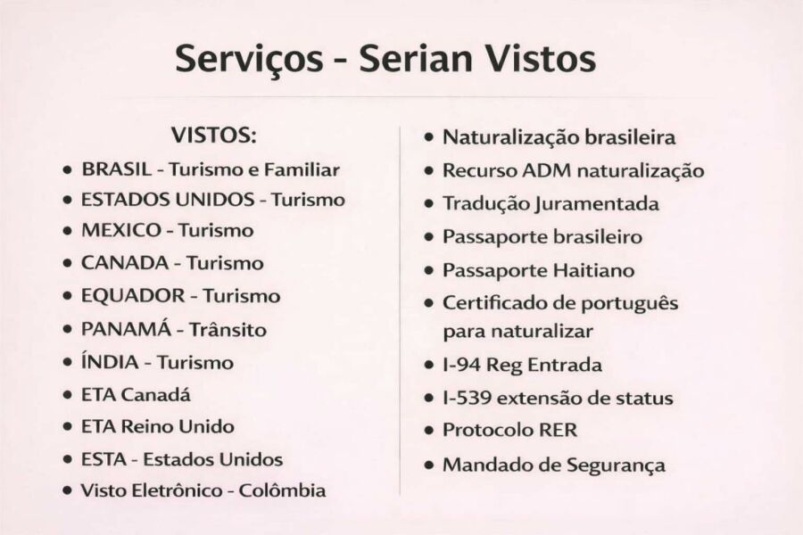 Seviços da empresa Serian Vistos